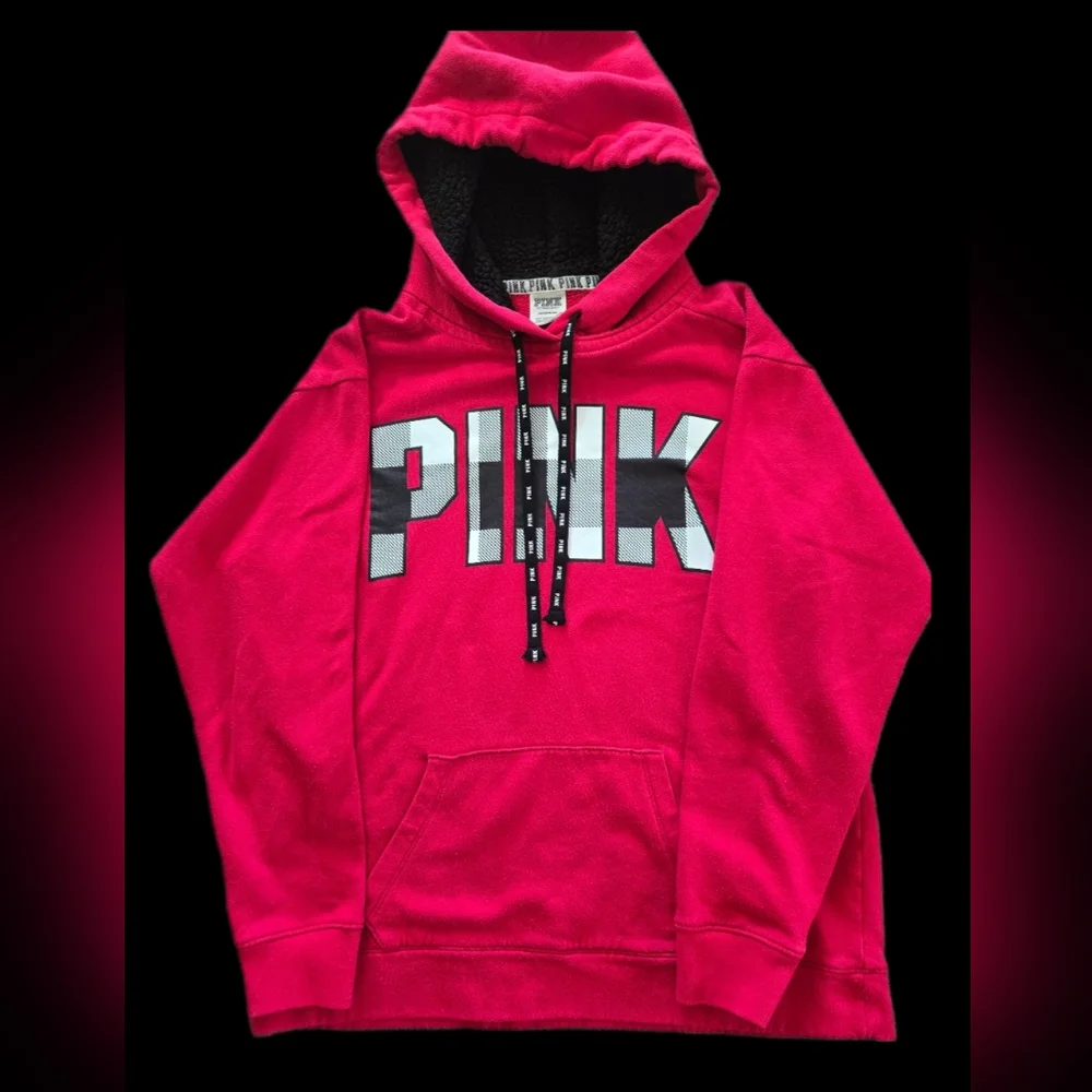Victoria's Secret PINK Logo Hoodie Red Size S - Picture 1 of 7